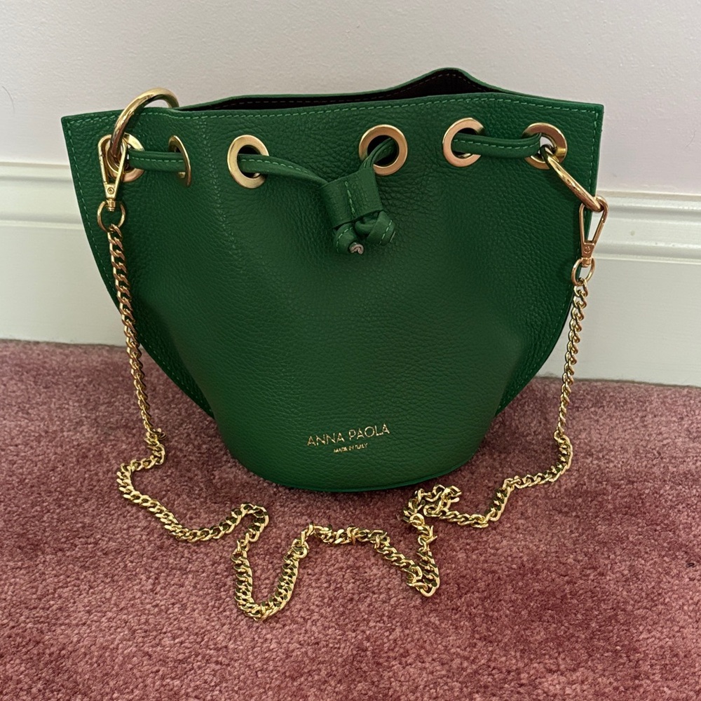 Anna Paola Green Bucket Shoulder Bag
